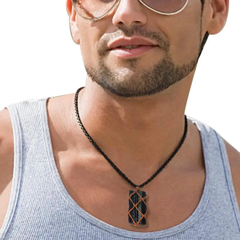 

Ожерелье с подвеской из натурального черного камня, винтажный оригинальный образец руды камня, модные ювелирные аксессуары, подарок