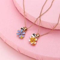 kose sweet popular cartoon childrens jewelry bff cartoon necklace two piece fashion dripping oil personality alloy necklace