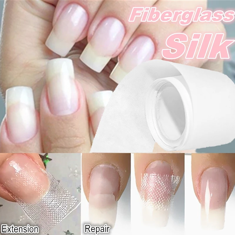 1Roll Nail Repair Fiberglass Silk Wrap Self Adhesive Strong Protect Reinforce Extension White Sticker for Broken Manicure Tool