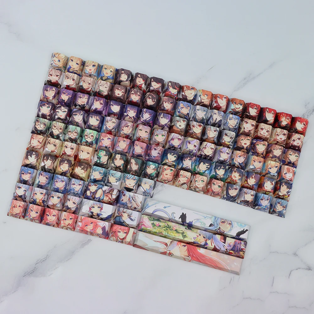 

4 Pcs/Set Genshin Impact Game Anime Characters Personality Keycap PBT Sublimation R4 Cherry Mechanical Keyboard DIY Keycap