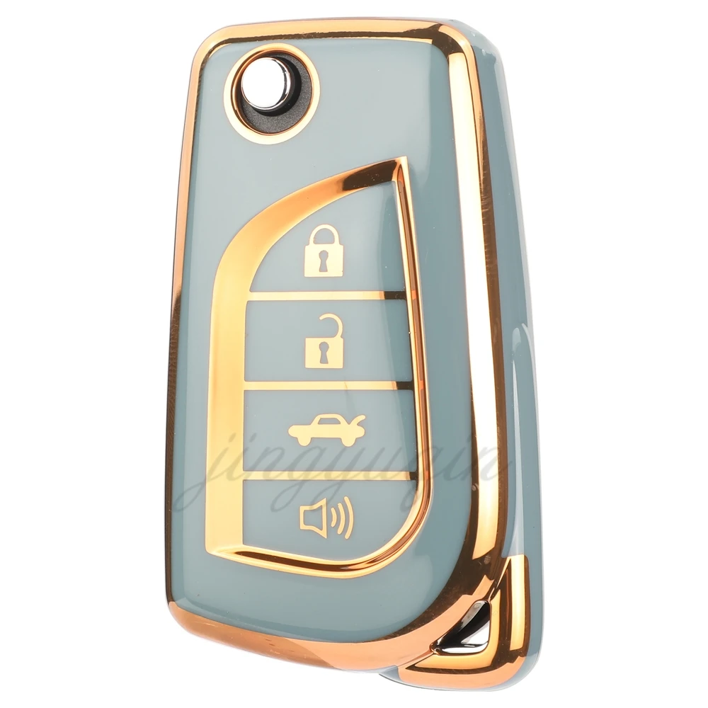 

Чехол для автомобильного ключа Jingyuqin, мягкий чехол из ТПУ с 4 кнопками для Toyota Corolla Avensis Camry Hilux Prado Fortuner RAV4