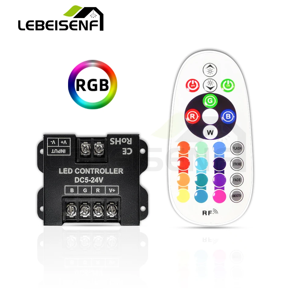 

30A RGB Controller 12V 24V DC LED Dimmer with 433Mhz RF 23 Key Wireless Remote Control for 5050 2835 COB Colorful Strip Lights
