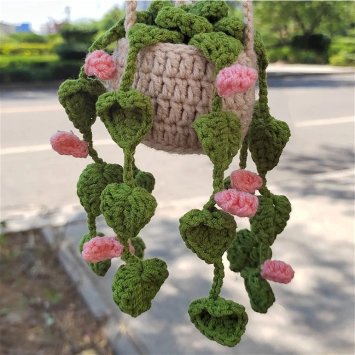 Зеркало заднего вида подвеска милые горшечные растения вязаное крючком