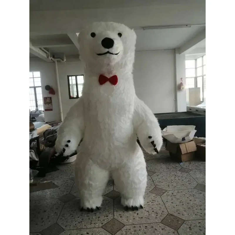 Рождественский надувной гигантский костюм белого медведя для улицы талисман