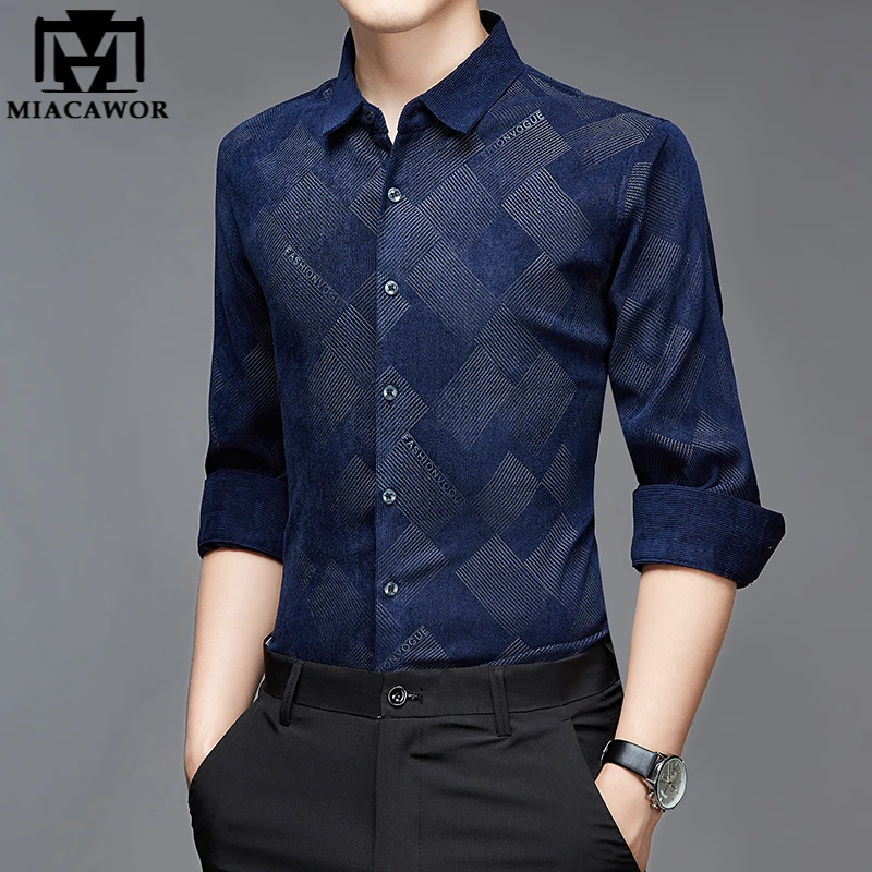 

Рубашка мужская Вельветовая с длинным рукавом, модная винтажная Повседневная Уличная одежда с принтом, C894, весна