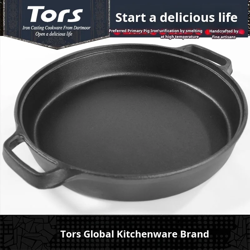 Чугунная сковорода ручной работы из необработанного металла глубокая без
