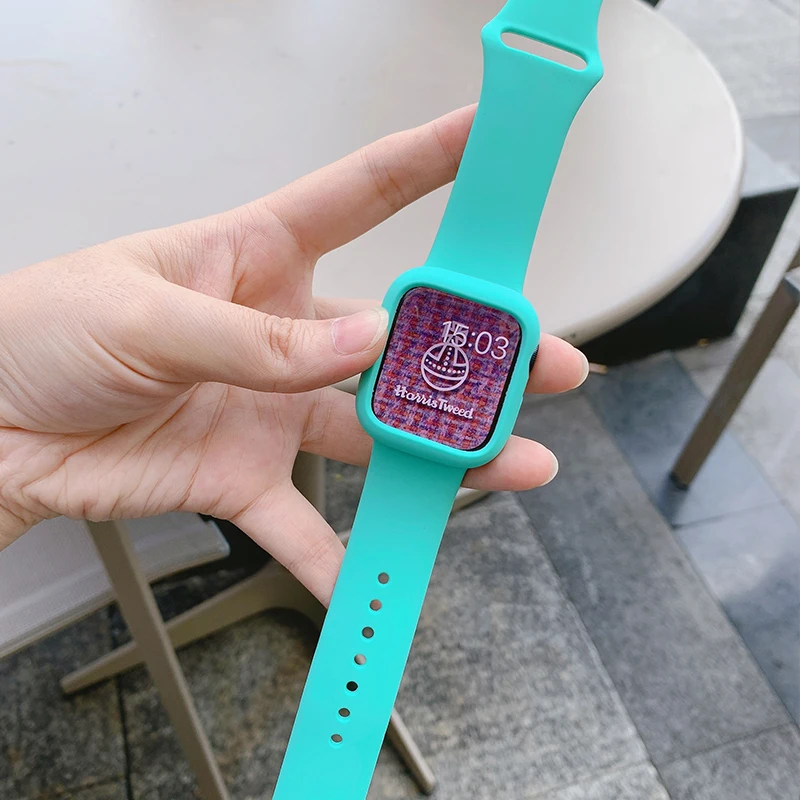 Candy Soft Silicone Case for Apple Watch 3 2 1 42MM 38MM Cover Protection Shell for iWatch 4 5 6 SE 40MM 44MM Watch Bumper