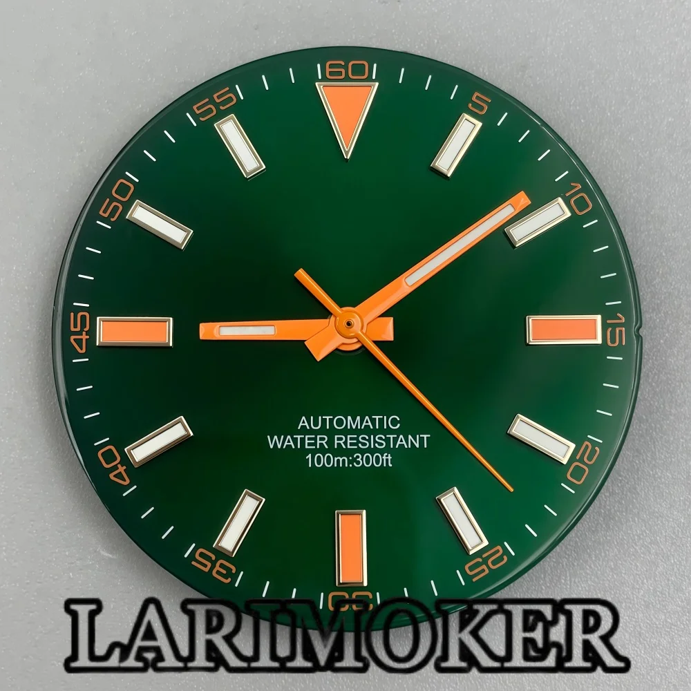 Фото Набор светящихся стрелок LARIMOKER 32 мм (белые, зеленые, синие) для циферблатов часов, универсальный, подходит для механизмов NH35, NH36, ETA, PT5000, запчасти для ремонта и модификации автоматических часов. №4