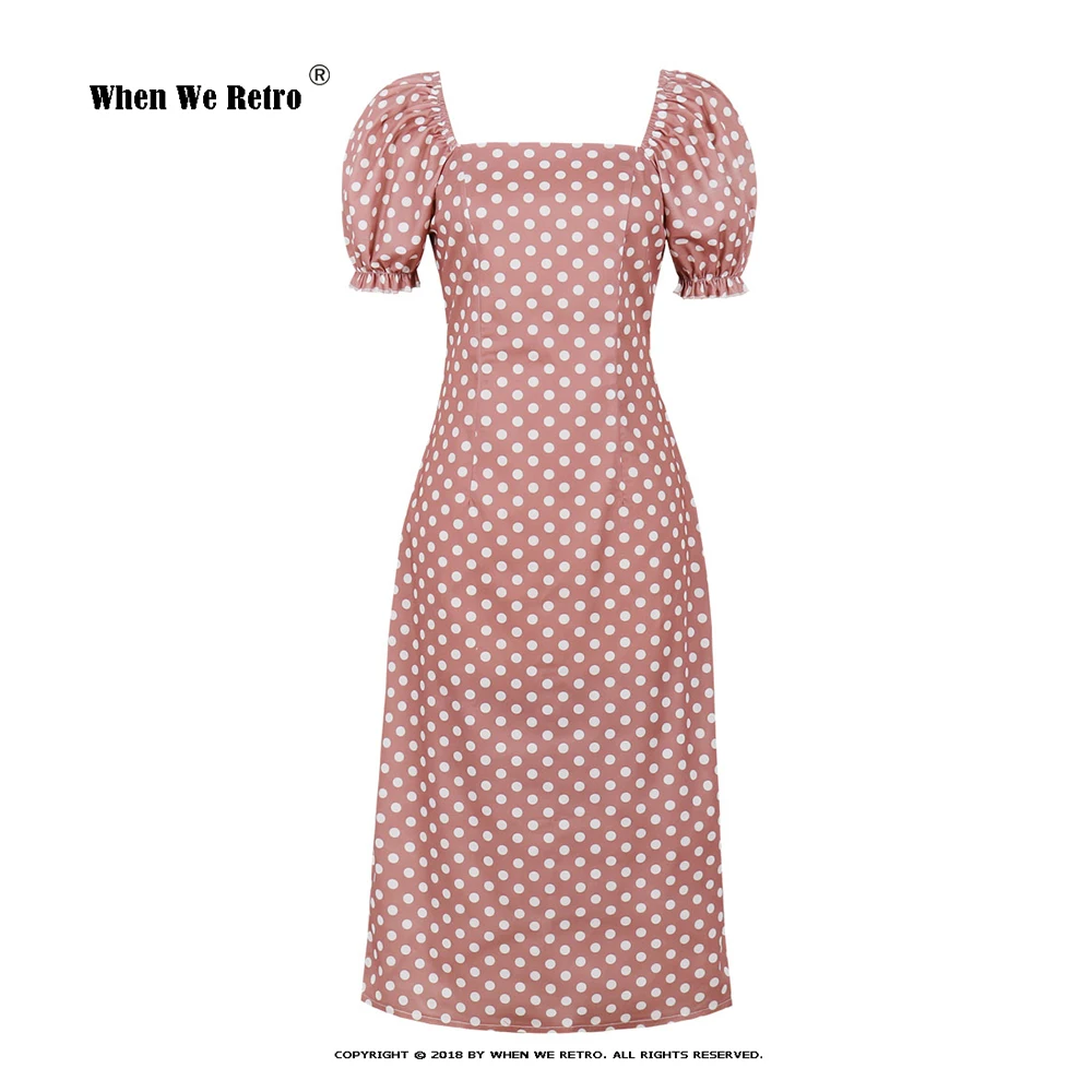 

Женское винтажное платье в горошек, Элегантное Длинное платье с высокой талией, квадратным вырезом и рукавами-фонариками, VD3236, 2022