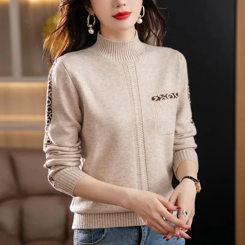 Свитер с высоким воротником женские осенне-зимние топы корейский облегающий