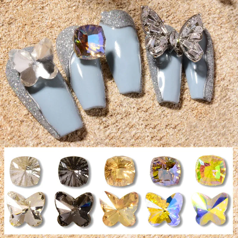 

20Pcs New Nail Art Rhinestones Charms Millennium Diamond Butterfly Pointed Bottom Crystal For DIY Nail Art Decoration Supplies