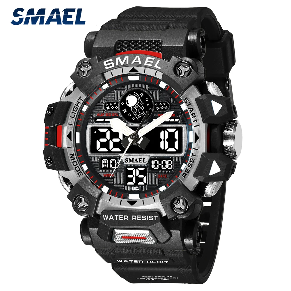 

Top Luxury SMAEL Military Men Watch Dual Display Waterproof Chronograph Sports Wristwatch Mens Analog Digital Watches Clock