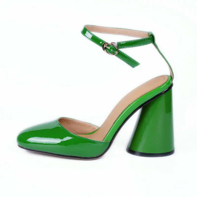 

Sexy High Heels Women Pumps Ankle Strap Party Wedding Shoes Woman Purple Green Quality Round Toe Sandals Size 41 42 43