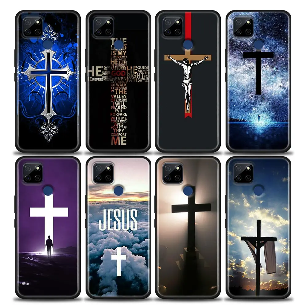 

Phone Case for Realme C2 C3 C21 C11 C12 C20 C35 Oppo A53 A74 A16 A15 A9 A54 A95 A31 A52 TPU Case Jesus Christian Cross