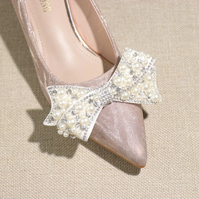 Women Loafers Silver Crystal Flat Shoes Designer Shoes Women Bridal Shoes Bow Flat Heel Wedding Shoes 2023 New Zapatos De Mujer