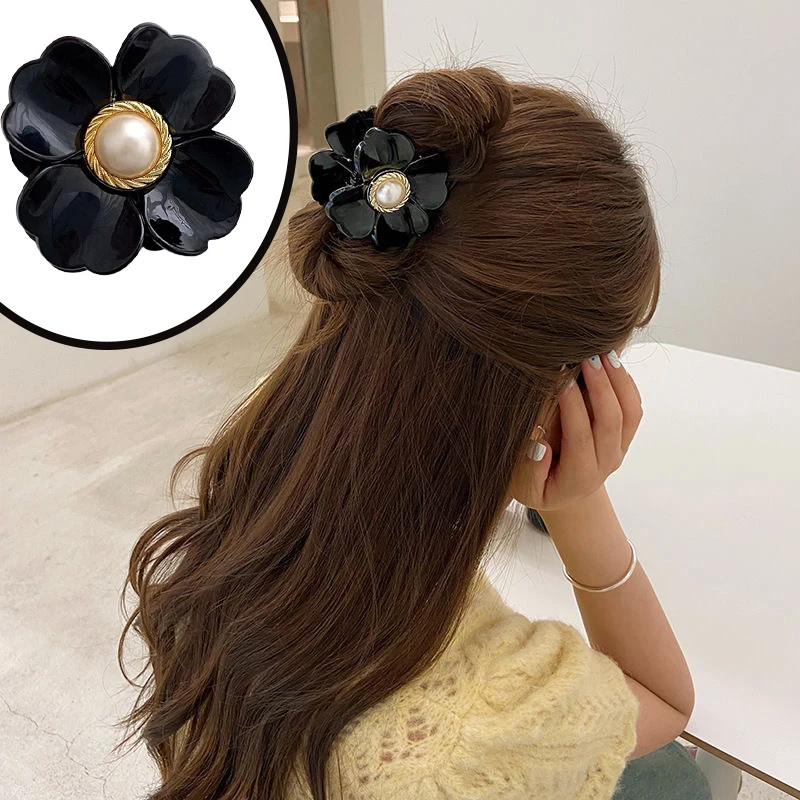 

Flower Pearl Hair Clip Fashion Colorful Temperament Hair Accessories Back of Head Clip Hair Styling Tools Korean Women Gripper