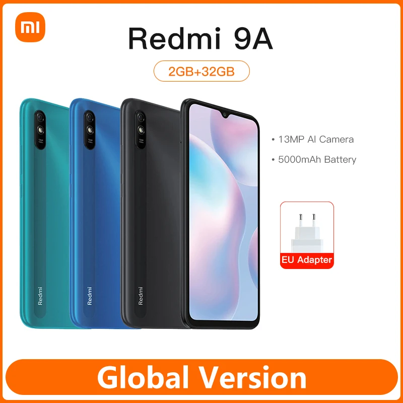 

Global Version Xiaomi Redmi 9A 2GB RAM 32GB ROM Smartphone Brand New Telephone MTK Helio G25 Octa Core Redmi9a 32 Mobile Phone