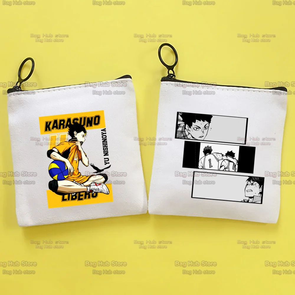Oya Oya Oya Haikyuu Kuroo Anime Bokuto Volleyball Mini Coin Purse Small Bag Cute Canvas Coin Purse Bag