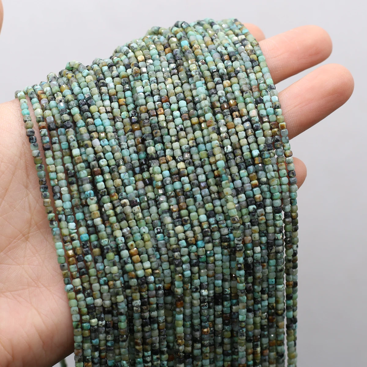 

Natural Stone Faceted Beads African Turquoise Handmade Jewellery Spacer Beads For Jewelry Making Charms Bracelets For Women 2mm