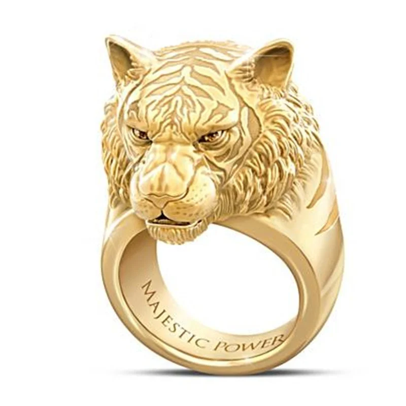 

Mens Jewellery Fashion Golden Tiger Animal Rings for Men Aggressive Personality Men's Ring Simple Creative Motorcycle Jewelry