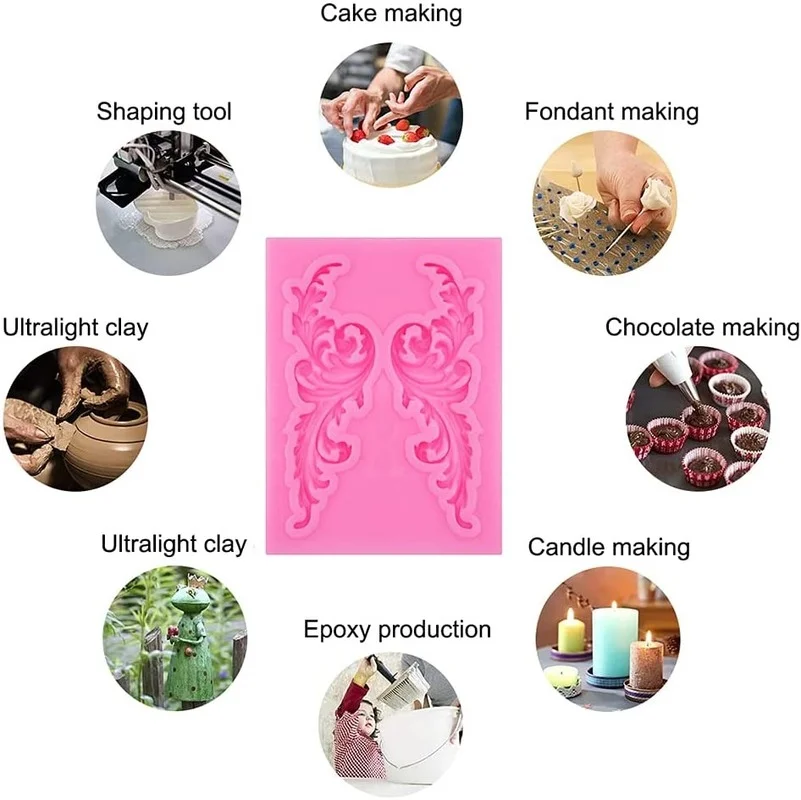 Рельефная кружевная силиконовая форма в стиле барокко для 3D гравировки