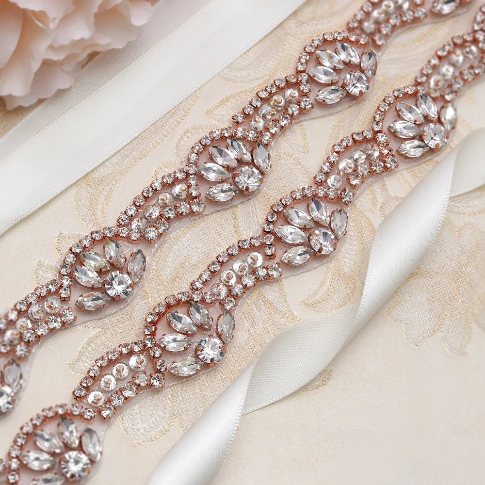 

MissRDress свадебное платье ручной работы Пояс розовое золото Кристалл Свадебный Пояс стразы свадебный пояс для свадебного платья украшение JK801
