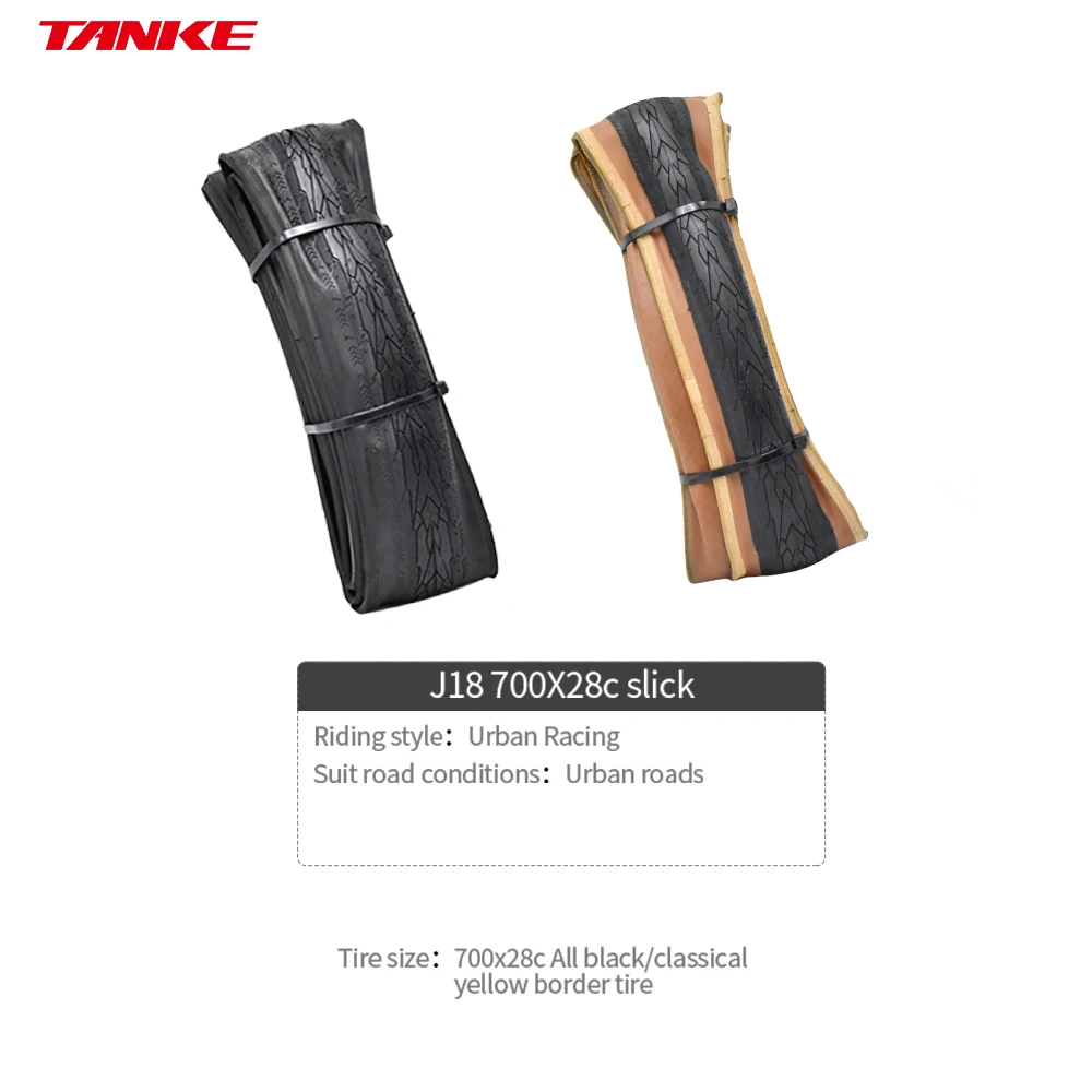 TANKE Дорожная Велосипедная Шина 700X28C/700X25C 60TPI Черная С Желтыми Краями