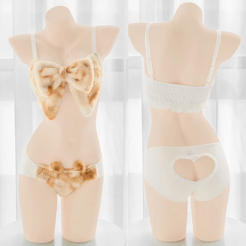 Сексуальное нижнее белье с открытой спиной вырезами любовь кот Женский плюшевый