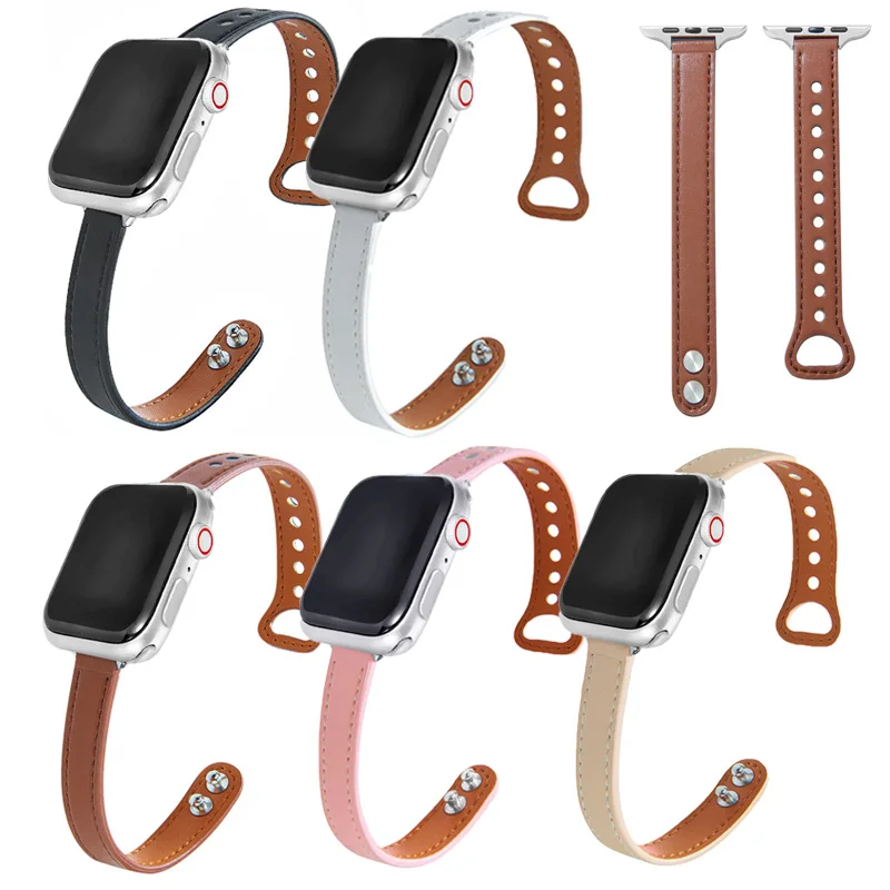 

Ремешок тонкий кожаный для Apple Watch Band 38 мм 40 мм 42 мм 44 мм