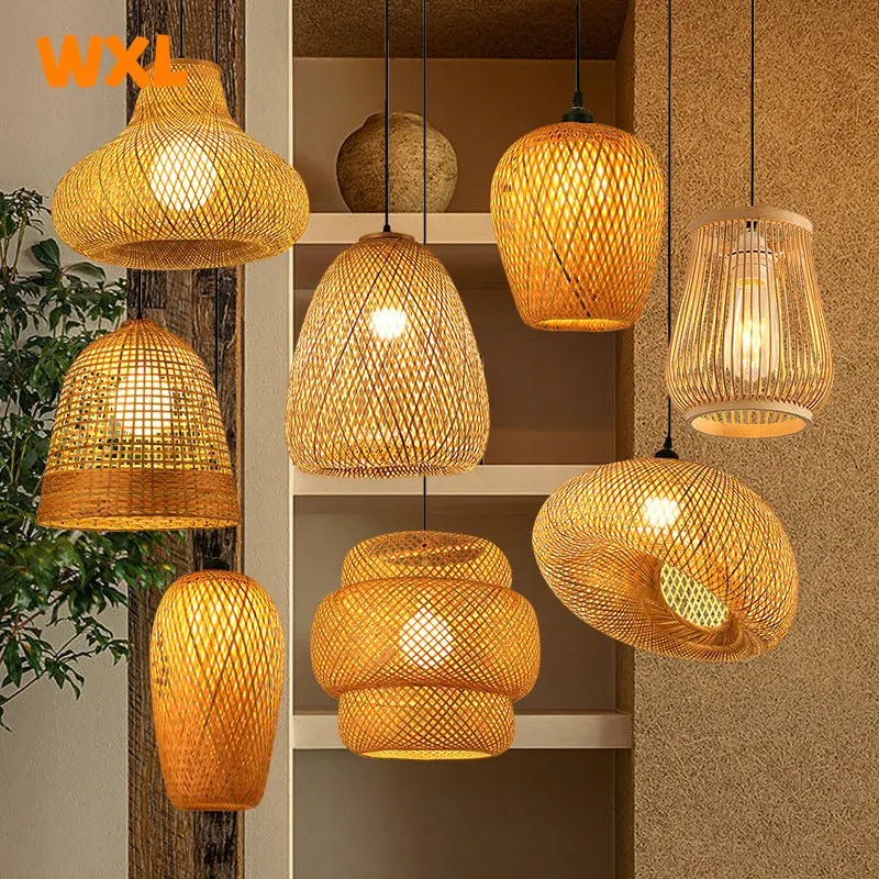 

Деревянная люстра из натурального бамбука в китайском стиле, ручной работы, дизайнерская лампа из бамбука для спальни, кухни, гостиной, деко...