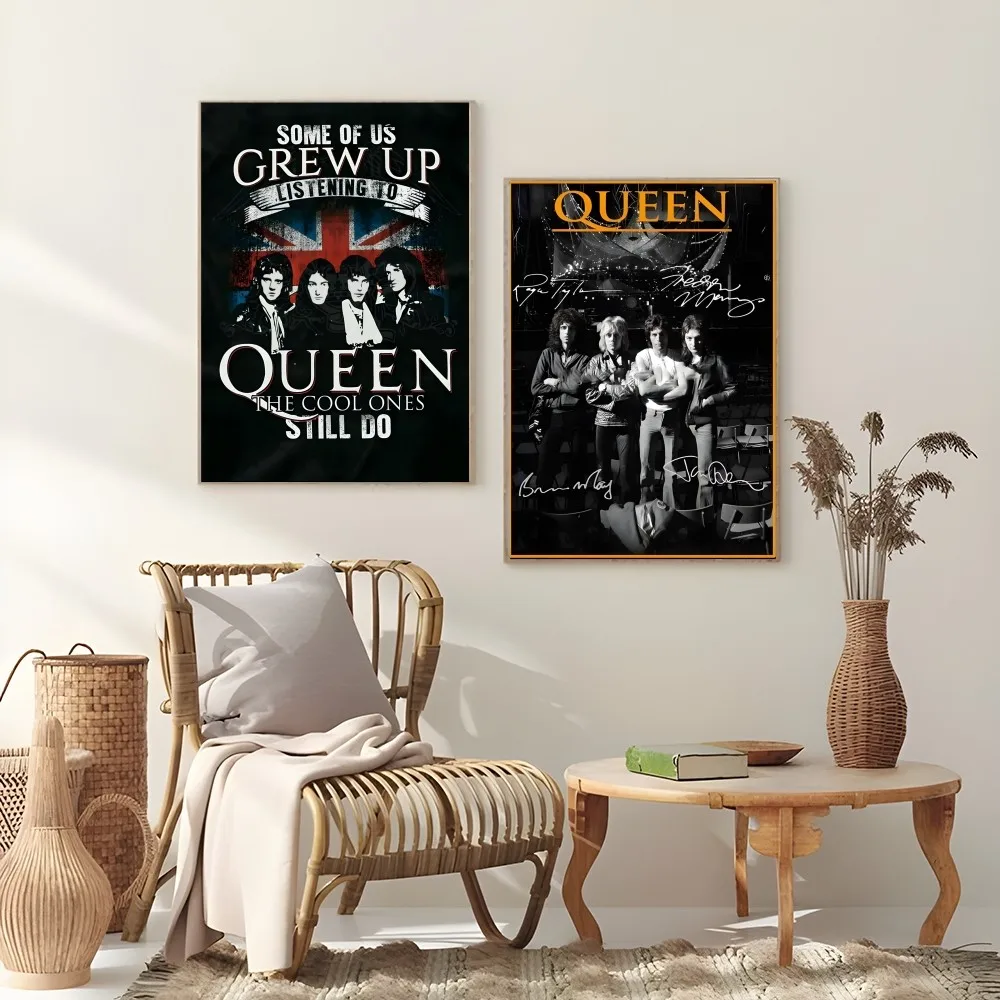Q-Queen Band Rock And Roll Poster Sticky Wall Art Printing Waterproof Home Living Bed Room Bar Aesthetic Decor