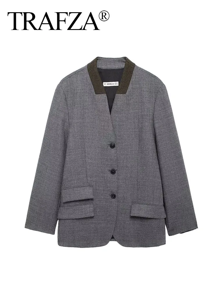 Женский блейзер с длинным рукавом и V-образным вырезом