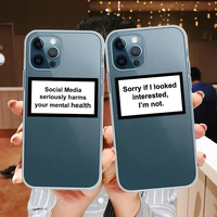 text social media transparent phone case for iphone 12 pro max 13 x xs xr 6s 6 7 8 plus se 2020 11 soft silicone tpu back cover