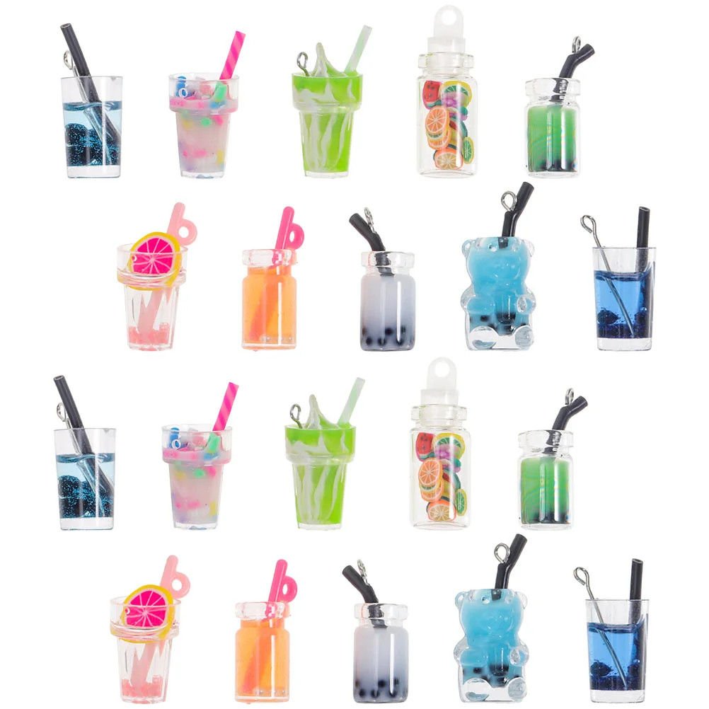 

Mini Glass Bottle Pendant Charms Jewelry Making Milk Tea Cup DIY Bulk Accessories