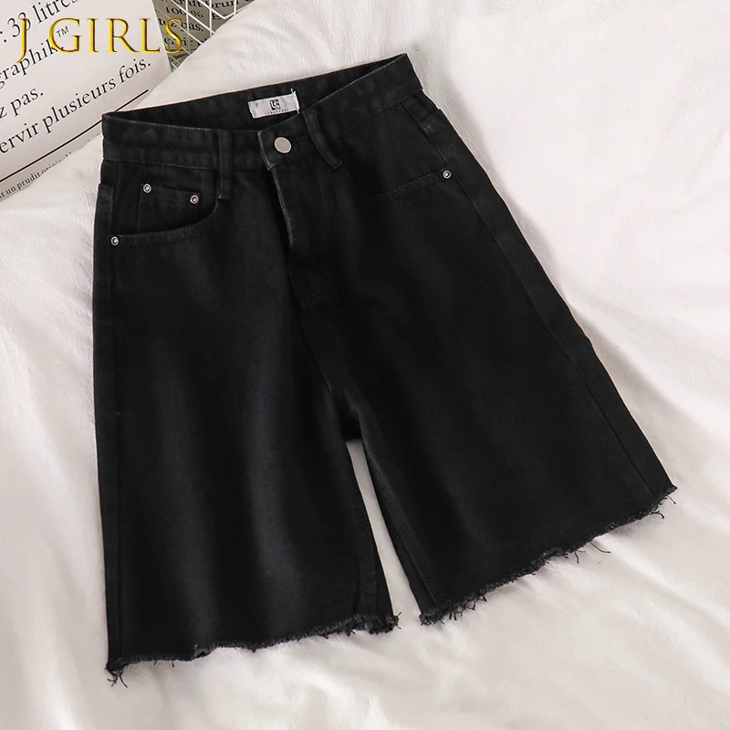 

Shorts Women Black Straight Trousers Fur-lined Half Zippers Fly Denim Bottom Harajuku Pocket-shorts Streetwear Stretchy Mujer BF