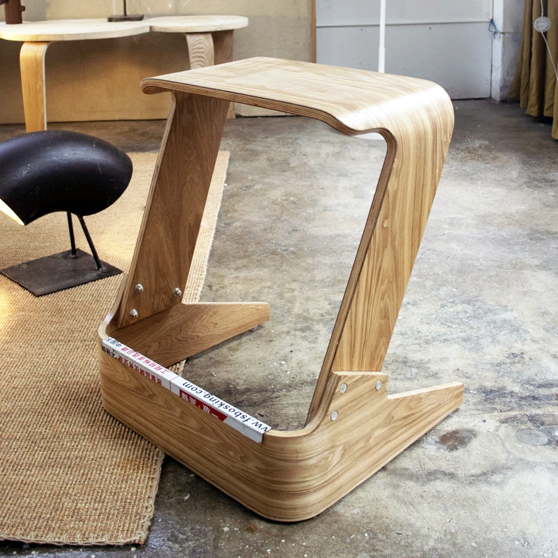 Простой барный стул в скандинавском стиле для отдыха деревянный цвет ясень