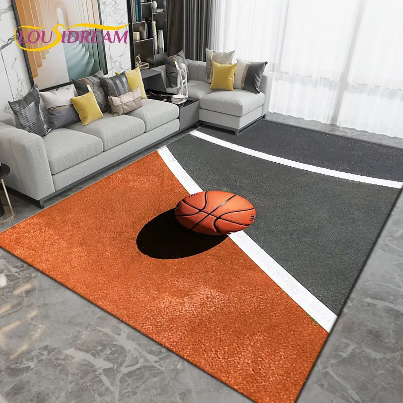 

3D Creative Basketball Basketball Court Area Rug,Carpet Rug for Living Room Bedroom,Kitchen Bathroom Doormat Non-slip Floor Mat