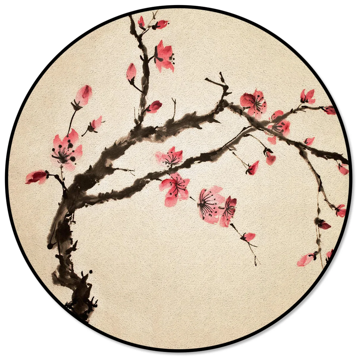 

Flower Plum Blossom Branch Bud Style Chinese Art Rugs And Carpets For Home Living Room Round Rug For Children Rooms Non-slip