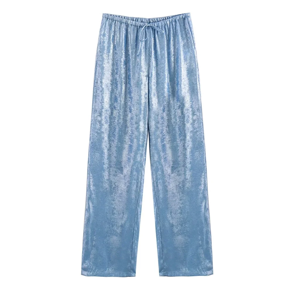 Женские Широкие Брюки Zarb Повседневные До Щиколотки С Высокой Талией И Шнурком