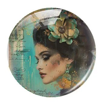 Готический зеленый цветок ручной работы для девочек стеклянный кабошон с