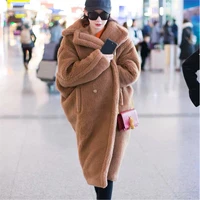 winter new teddy dear coat womens mid length imitation fur lamb hair thickened plush plus size coat plus cotton