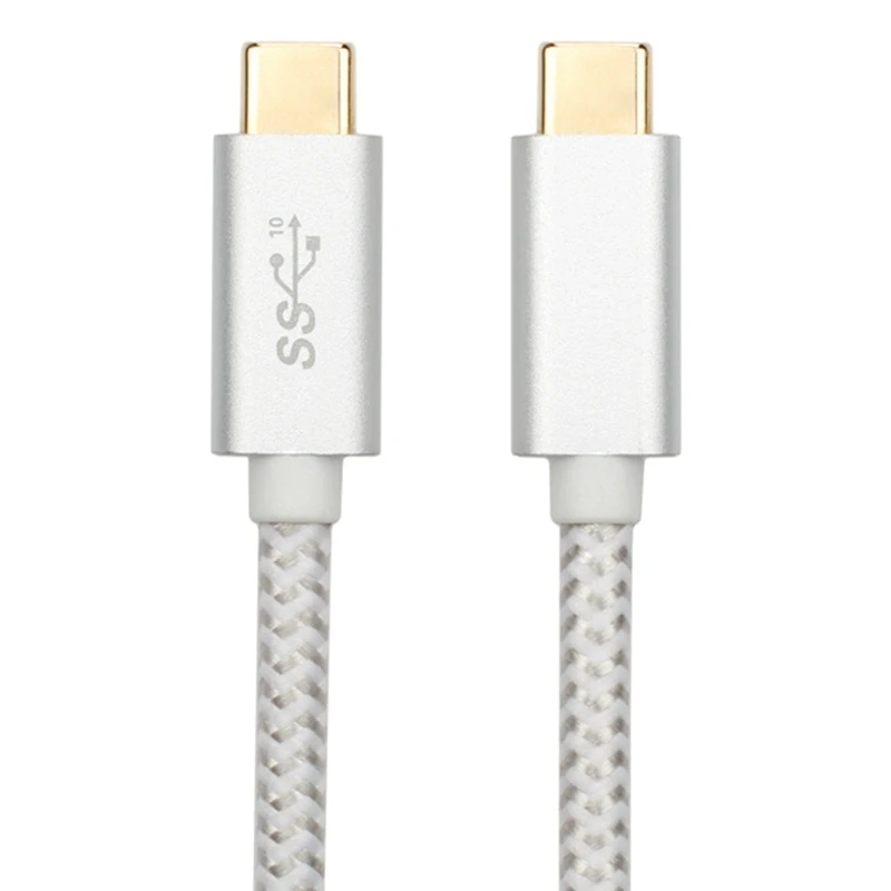 

2-Way USB3.1 Type-C Male-To-Male Data Cable 1 Meter Metal Shell Braided Mesh 10Gbps