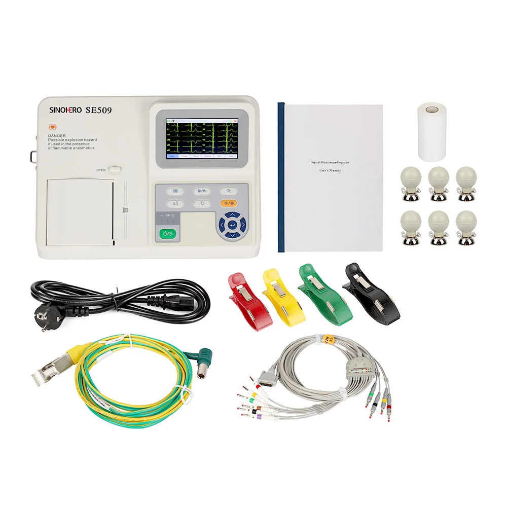 

3 Channel ECG Monitor Cardiaco 12 Leads Electrocardiograph Handed EKG Nurse Hospital Medical Equipment Sinohero SE509