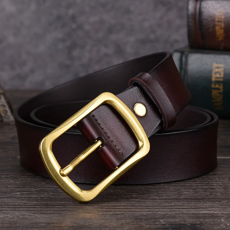

[IMOSOIKO] Men's Fashion Designer Belts Genuine Leather Belts Business Luxury Retro Personality Pin Buckle Waist Jeans Belts