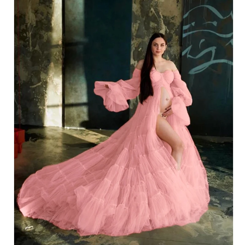 Белое тюлевое платье для беременных фотосессии детский душ فساتين حو Copyright Vestidos