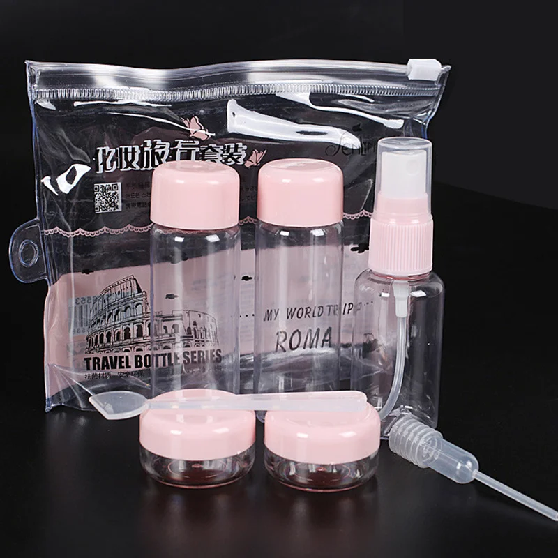 

7Pc/Set Mini Makeup Cosmetic Face Cream Pot Bottles Plastic Transparent Empty Make Up Container Bottle Travel Makeup Tools Kit