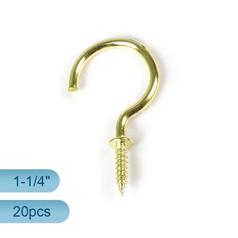 

HOWSHENG Винт с крючком для чашки с плечами 1/2 "~ 2" Потолочные ввинчивающиеся крючки с медным покрытием Винт для вешалки для фоторамки с растениями