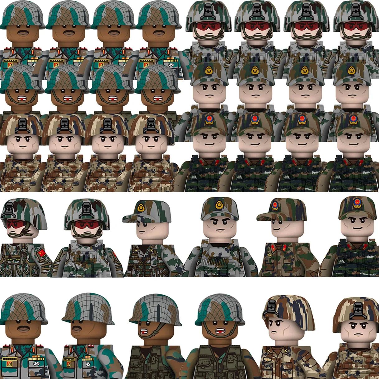 

MOC Modern Military Soldiers Army Figures Sets China SWAT Police Border Guard Troops Camouflage Weapons Helmet Vest Bricks Toys