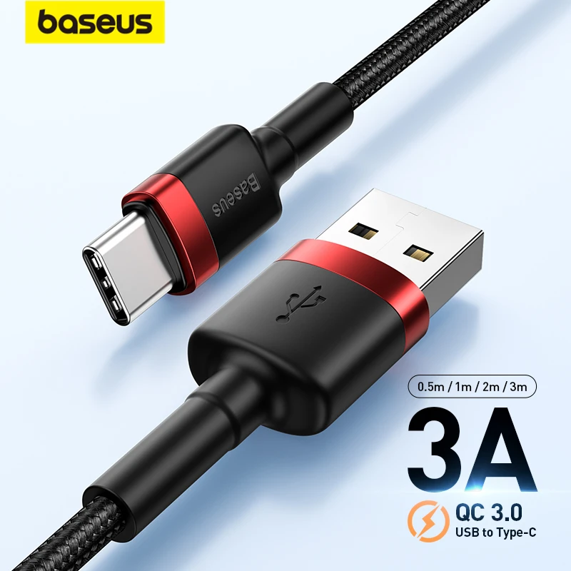 Baseus USB Type C Cable for Samsung S10 S9 Quick Charge 3.0 Cable USB C Fast Charging for Huawei P30 Xiaomi USB-C Charger Wire