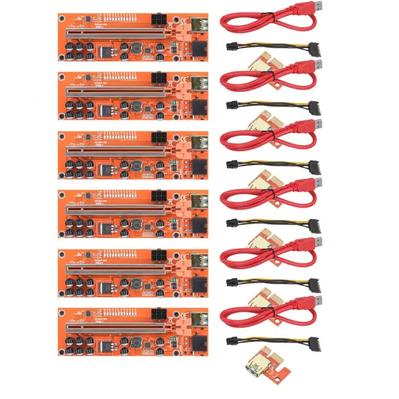 

6 шт., Райзер VER010, USB 3,0, PCI-E Райзер, быстрое подключение кабеля для видеокарты X16, Райзер-карта PCI-E для майнинга